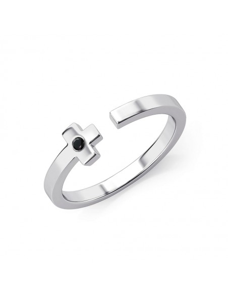 Charisma cross - Srebrny pierścionek z czarnym onyksem