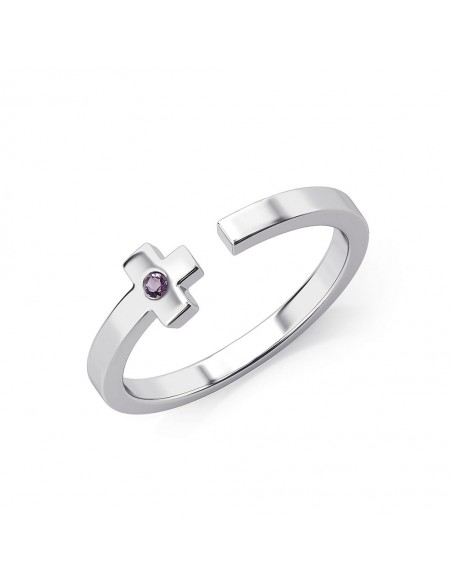 Charisma cross - Srebrny pierścionek z ametystem