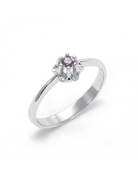Fiore - Srebrny pierścionek z ametystem
