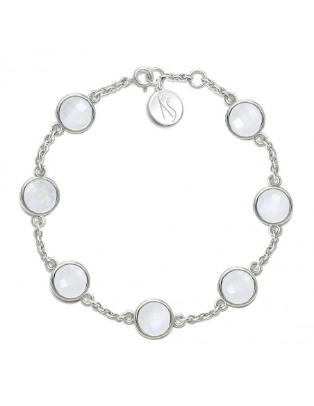Aura - Bransoletka srebrna XL z kamieniem księżycowym