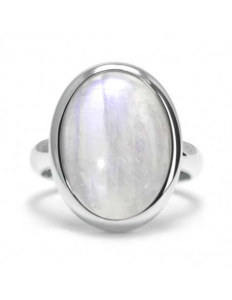 Stone - Srebrny pierścionek z kamieniem księżycowym