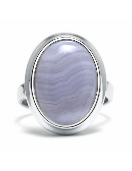 Stone - Srebrny pierścionek z agatem koronkowym