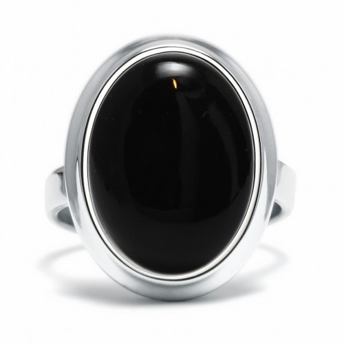 Stone - Srebrny pierścionek z czarnym onyksem