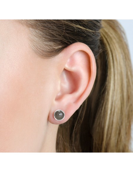 Candy - Srebrne kolczyki z kamieniem księżycowym