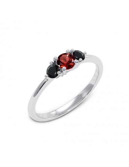 Cocktail - Srebrny pierścionek z granatem i onyksem