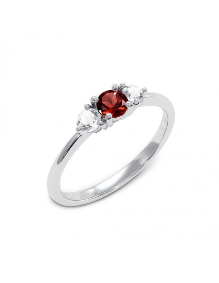 Cocktail - Srebrny pierścionek z granatem i topazem