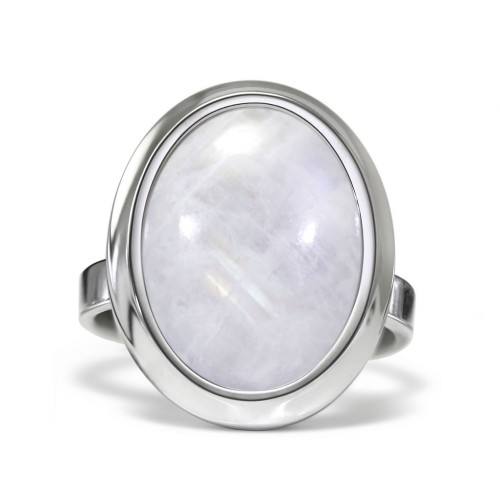Stone - Srebrny pierścionek z kamieniem księżycowym