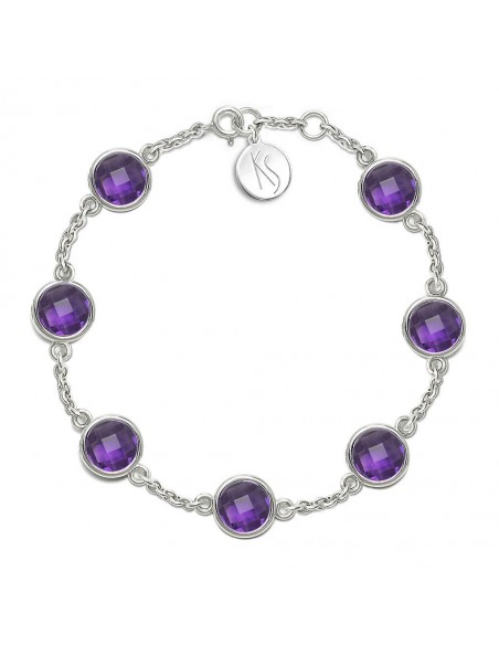 Aura - Bransoletka srebrna XL z ametystem