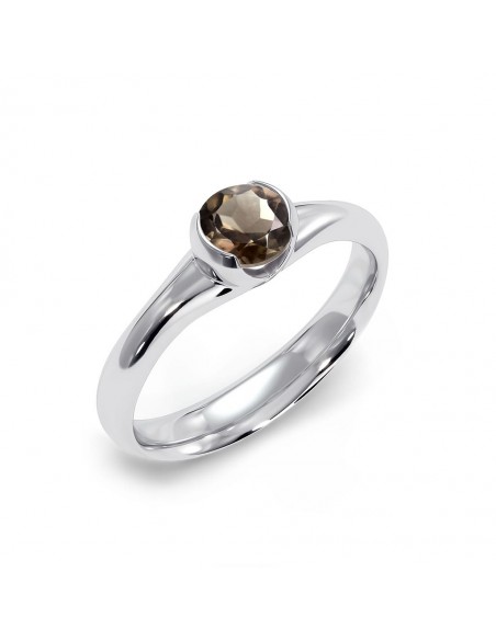 Sydney - Srebrny pierścionek z kwarcem dymnym