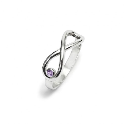 Infinity - Srebrny pierścionek z ametystem