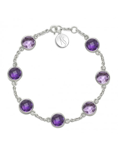 Aura - Bransoletka srebrna XL z ametystem