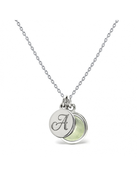 Aura - Srebrny naszyjnik personalizowany z prehnitem