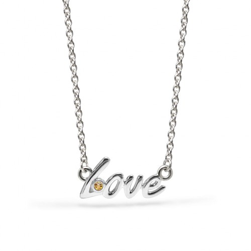 Love - Srebrny naszyjnik "miłość" z cytrynem