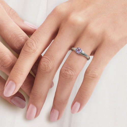 Sydney - Srebrny pierścionek z ametystem