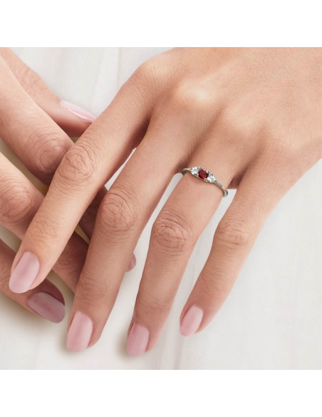 Cocktail - Srebrny pierścionek z granatem i topazem