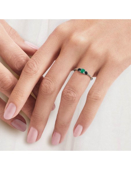 Cocktail - Srebrny pierścionek z onyksem