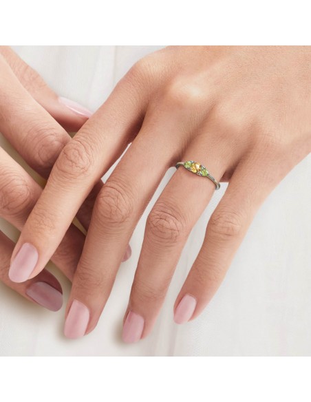 Cocktail - Srebrny pierścionek z cytrynem i oliwinem