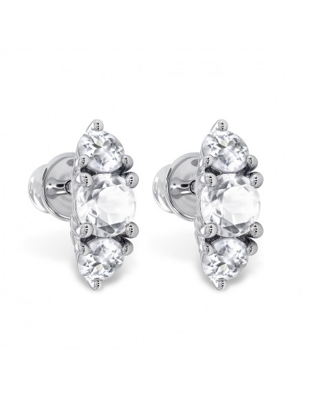 Cocktail - Srebrne kolczyki z białym topazem