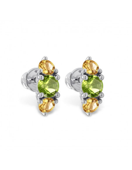 Cocktail - Srebrne kolczyki z oliwinem i cytrynem