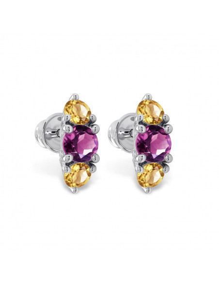 Cocktail - Srebrne kolczyki z rodolitem i cytrynem