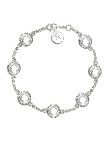 Aura - Bransoletka srebrna XL z białym topazem