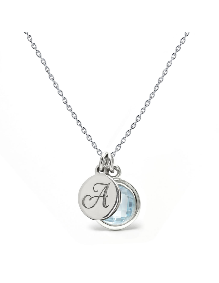 Aura - Srebrny naszyjnik personalizowany z niebieskim topazem