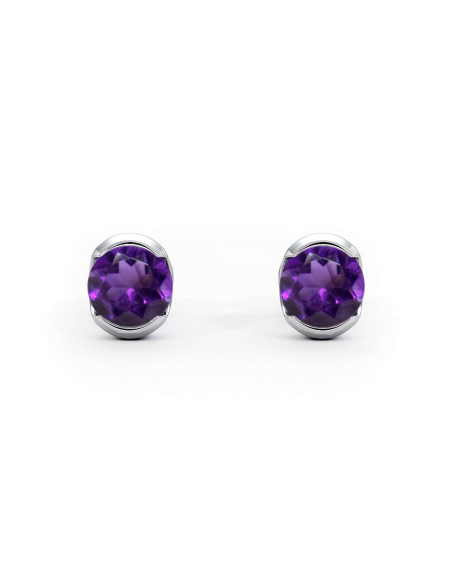 Sydney - Srebrne kolczyki z ametystem