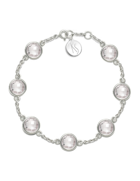 Aura - Bransoletka srebrna XL z różowym kwarcem