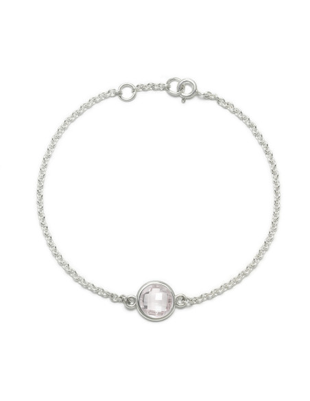 Aura - Bransoletka srebrna z różowym kwarcem