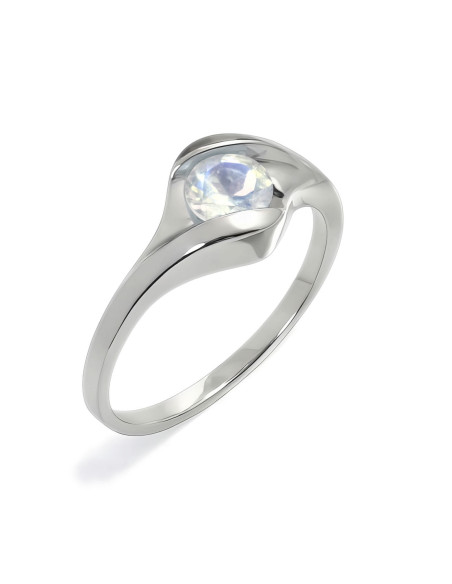 Fala - Srebrny pierścionek z kamieniem księżycowym