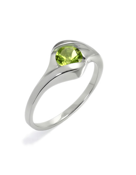 Fala - Srebrny pierścionek z oliwinem