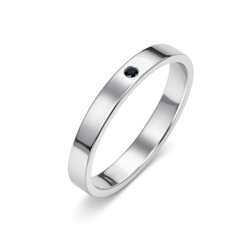 Simple  - Obrączka z czarnym szafirem