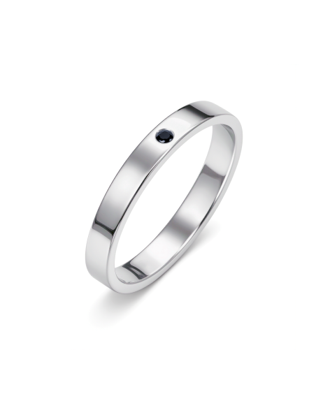 Simple  - Obrączka z czarnym szafirem