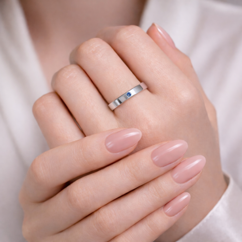 Simple  - Obrączka z szafirem