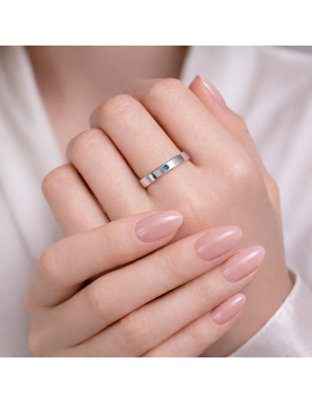 Simple  - Obrączka z szafirem