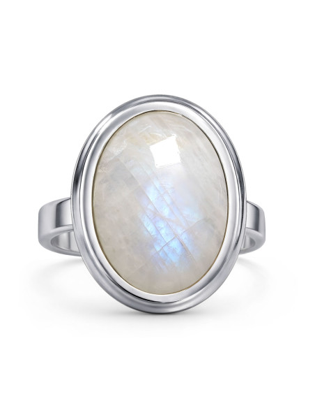 Stone - Srebrny pierścionek z kamieniem księżycowym