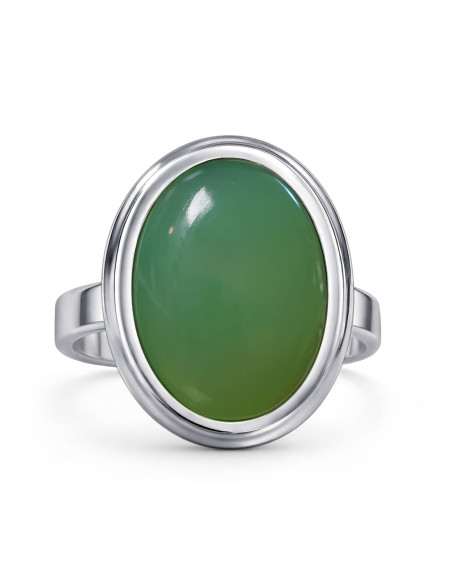 Stone - Srebrny pierścionek z zielonym onyksem
