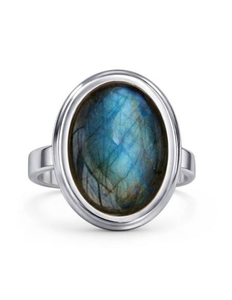 Stone - Srebrny pierścionek z labradorytem