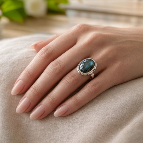 Stone - Srebrny pierścionek z...