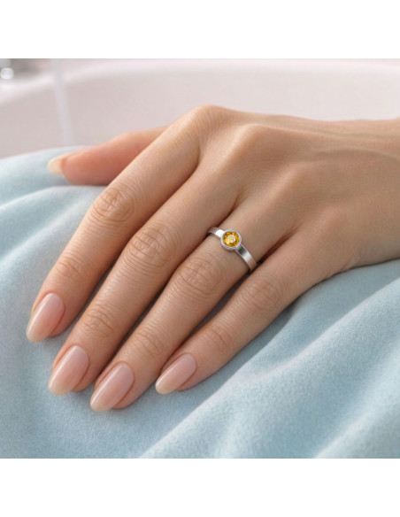 Stack me -Srebrny pierścionek z cytrynem