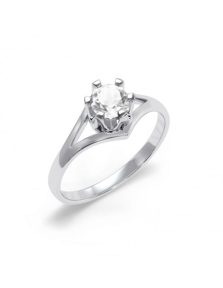 Royal - Srebrny pierścionek z kryształem górskim